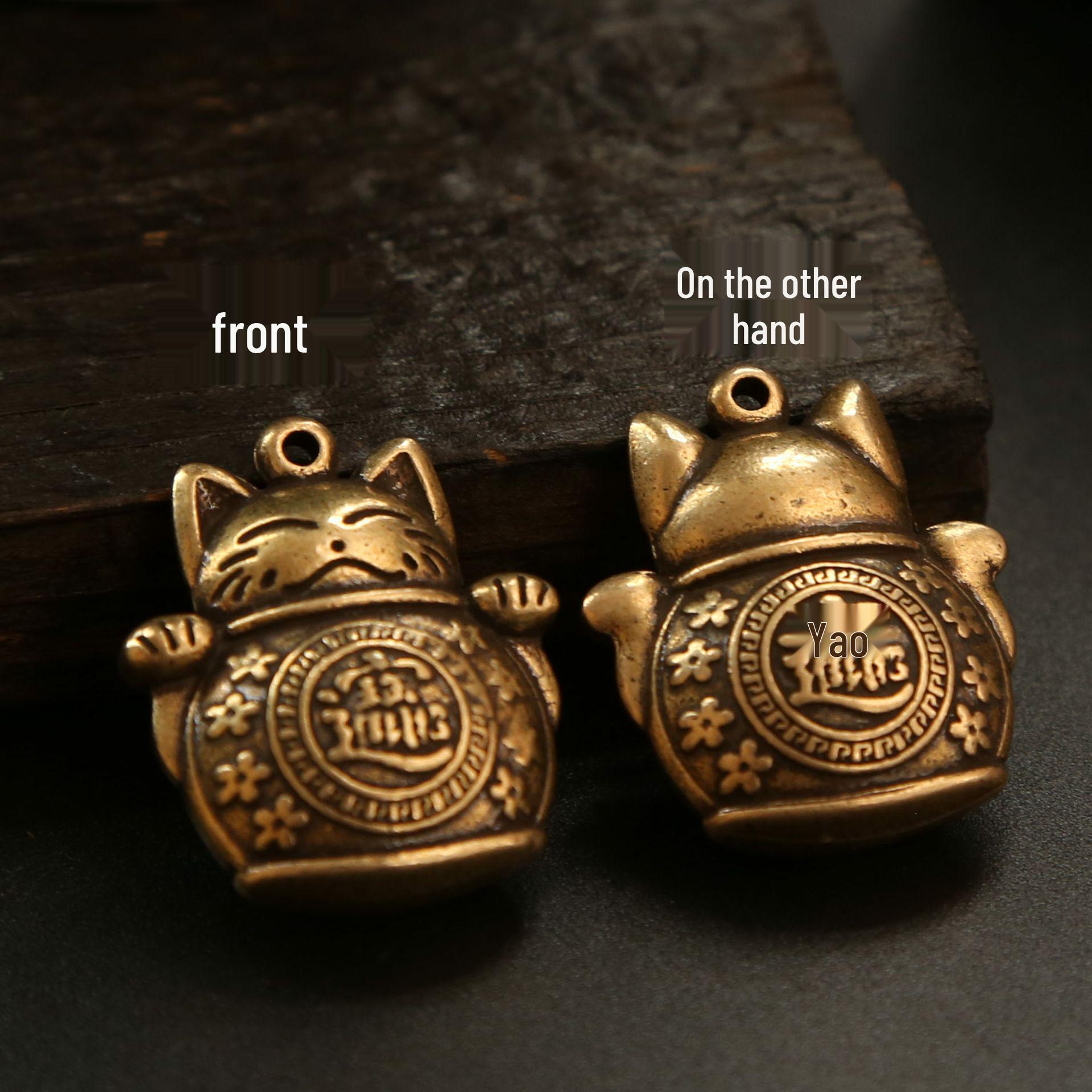 Латунный Maneki-Neko Пять Императорских Монет Брелок - Счастливый Кот Автомобильный Подвеска Украшение Подарок