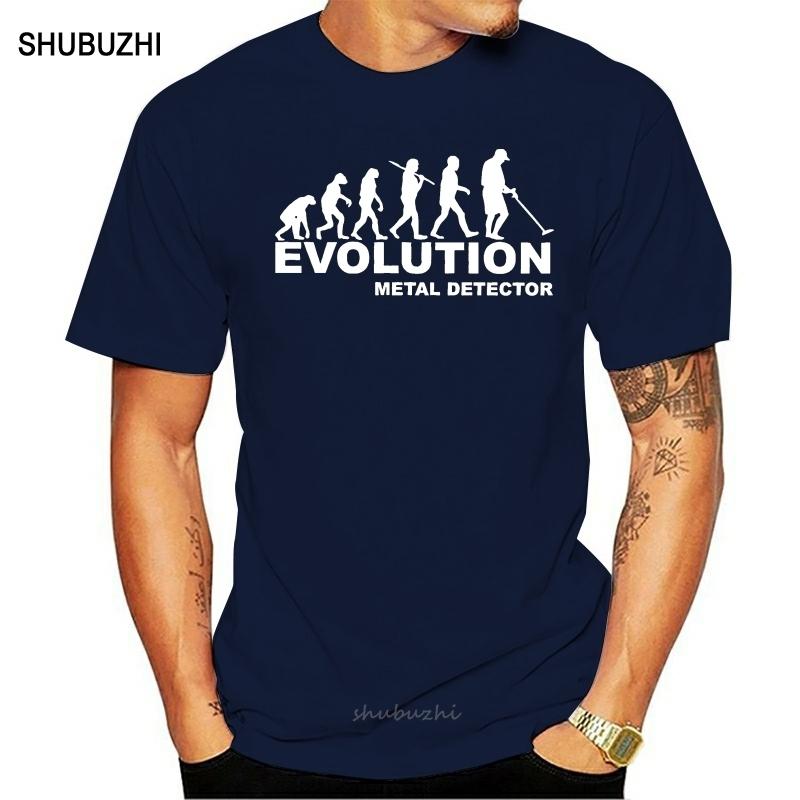 Evolution Metal Detector T Shirt Coils Trowels Bags Headphones Detecting Short Sleeves Cotton Fashion T Shirt 019354