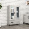 Buffet - Concrete Grey - 70x31x115 Cm - Engineered Wood - 2 Doors - Contemporary Style