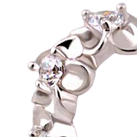 Women Shiny Rhinestone Flower Silver Plated Hoop Earrings Ear Clips for Party
