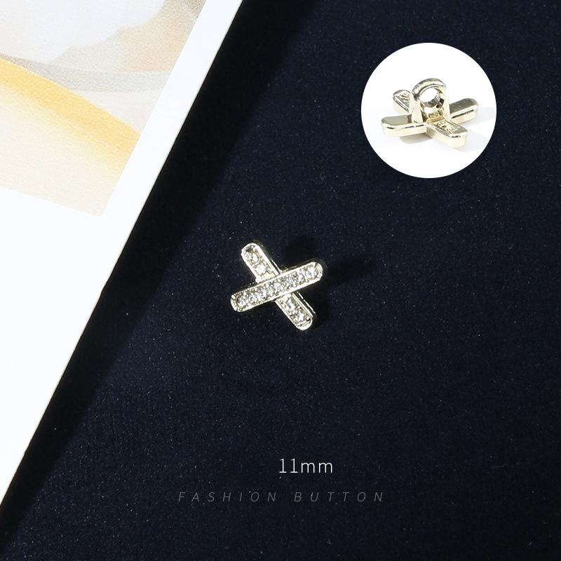 Buttons Diamond Shirt Cardigan Button Accessories Versatile Round Clothes Shirt With Diamonds Women'S High-End Metal Small Buttons