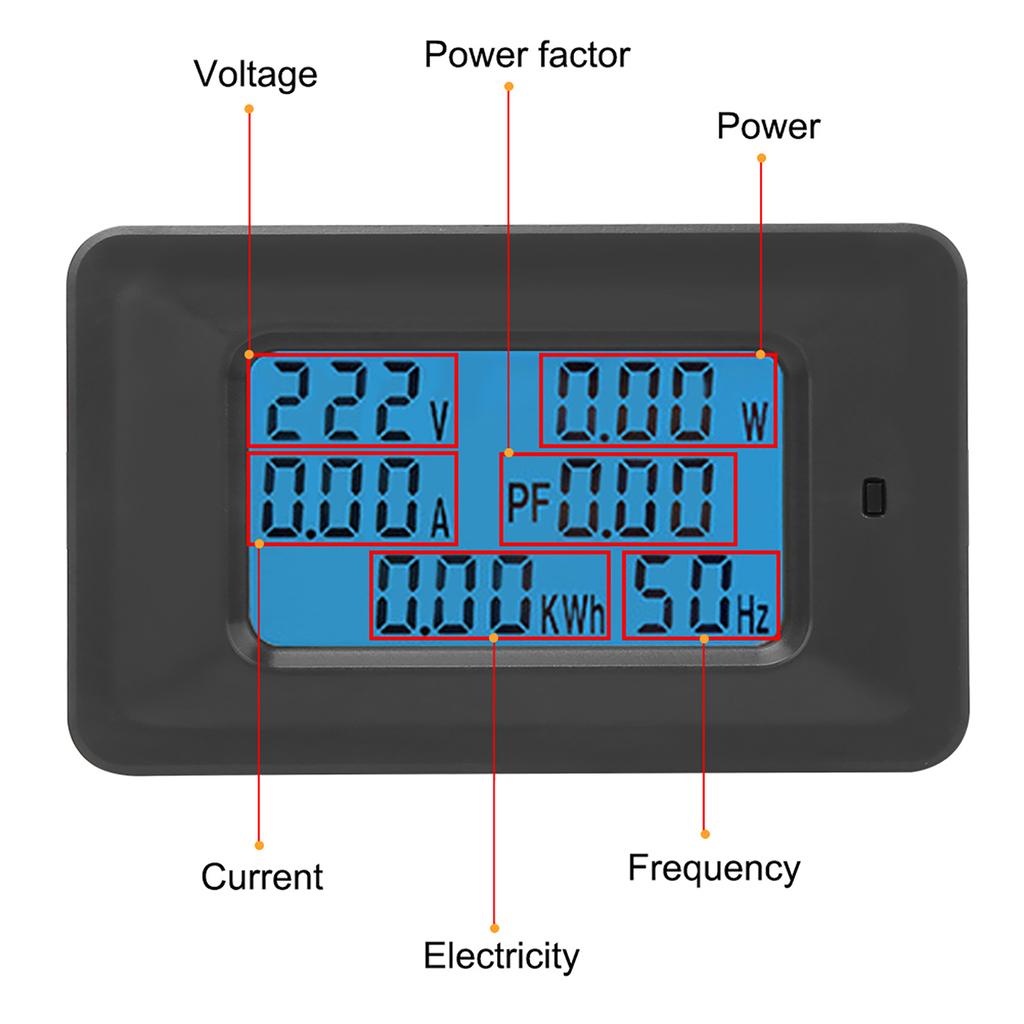 6 in 1 AC Meter Voltage 110V‑250V Current 20A Power Factor KWH Frequency