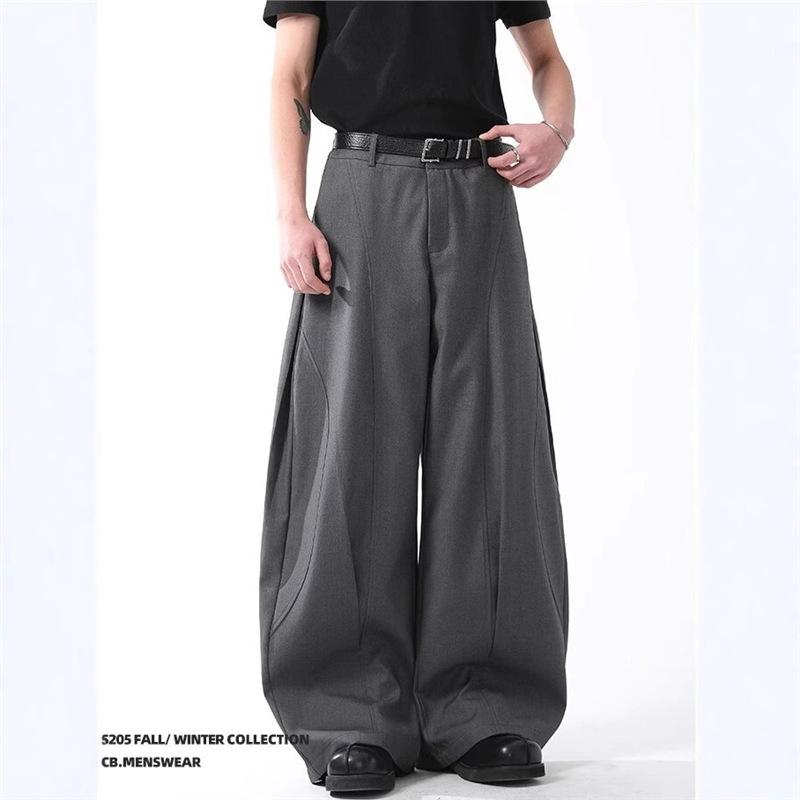 Trendy men's American deconstruction design feeling scimitar pants drape feeling wide-leg casual pants couple style versatile pants tide