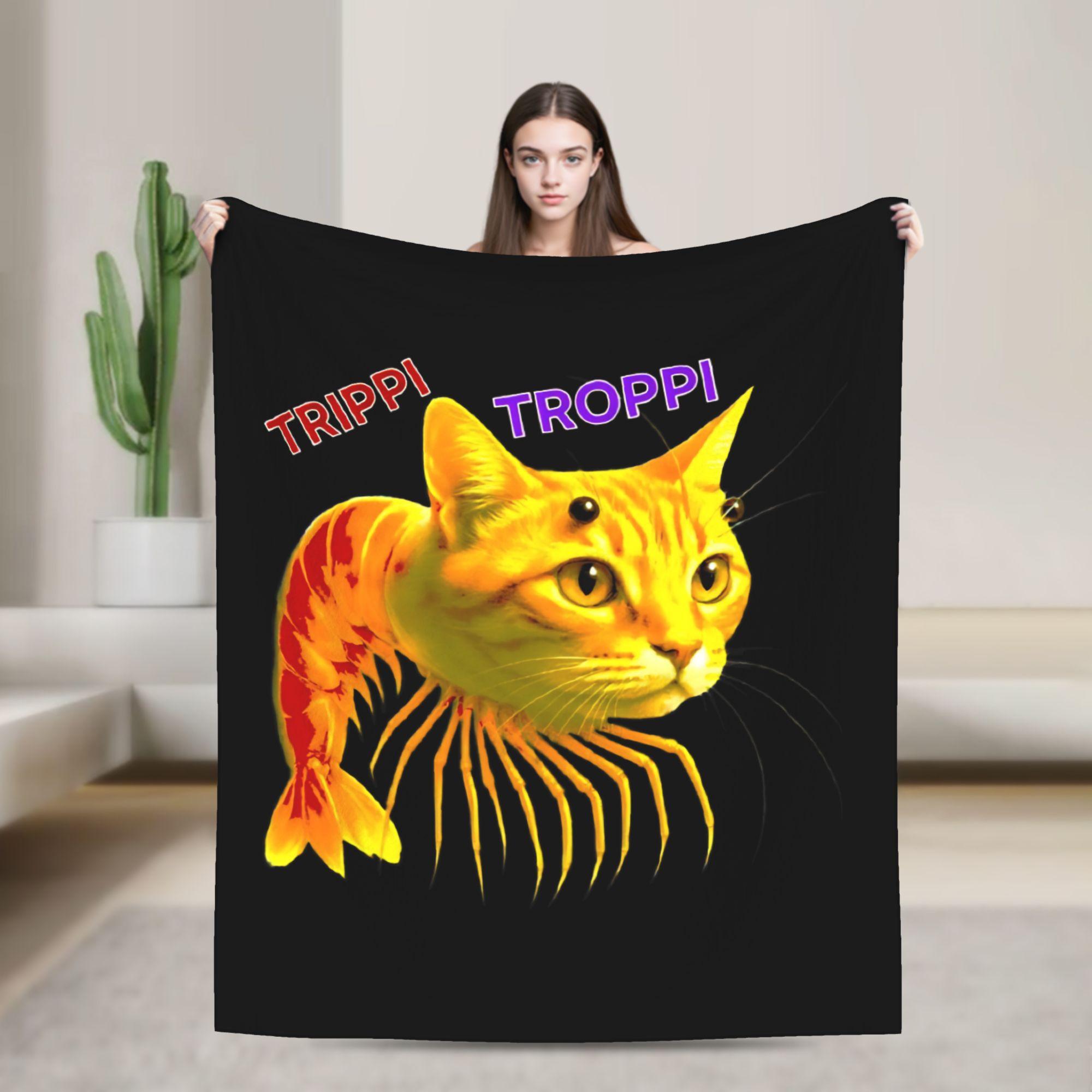 

Trippi Troppi Cat Shrimp Blanket Quality Warm Soft Italian Brainrot Throw Blanket Girls Boys Couch Sofa Bed Funny Bedspread 75x100cm (30x40inch)