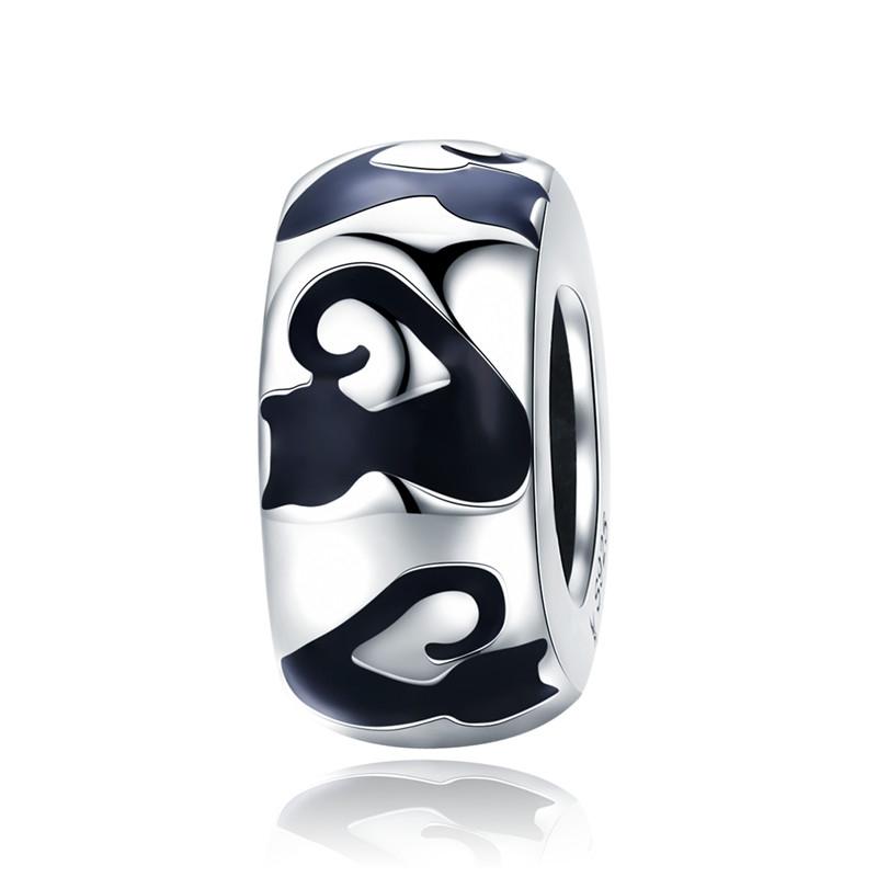 WOSTU 925 Silver Stopper Spacer Beads Cat Feather Round Charm Fit Bracelet Bangle DIY Jewelry Accessories