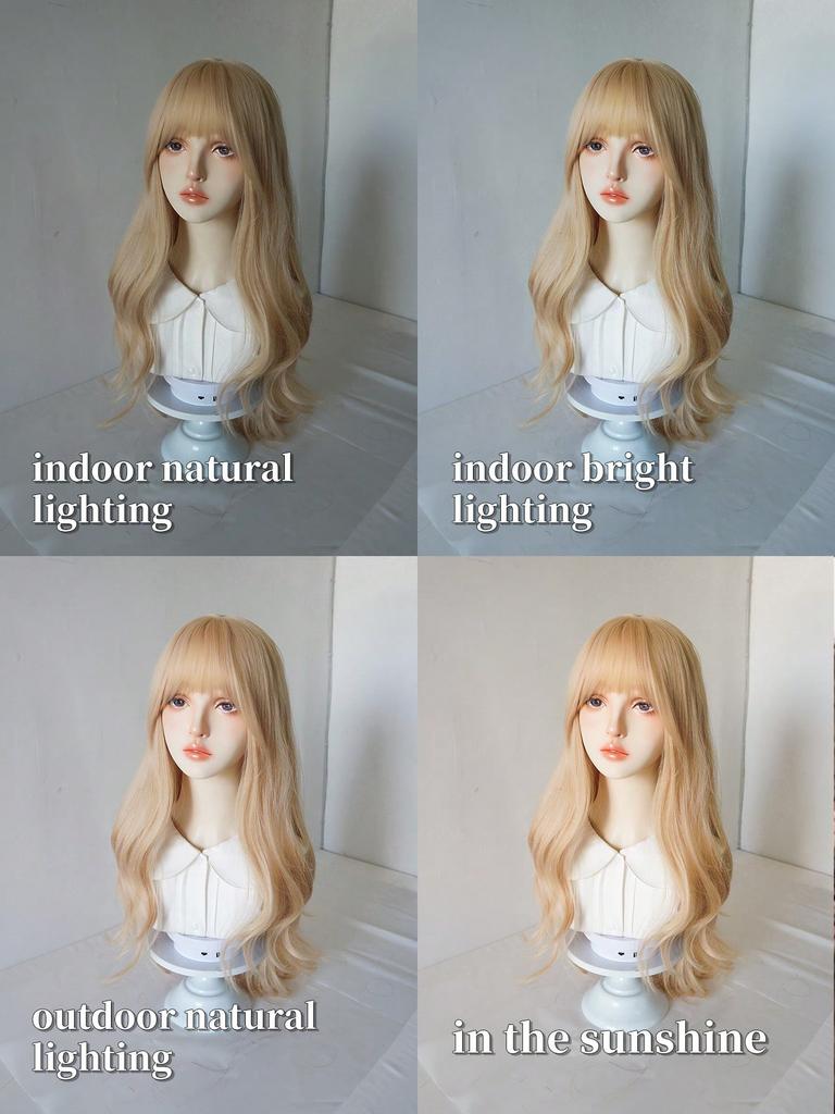 Ashely Blonde Synthetic Heat-Resista Long Wavy Wig 24 Inches Made From Fibe Suitable for Daily Use Natural Realistic Hairpiece