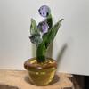 Mini Glass Flower Figurine Transparent Hand Blown Faux Crystal Flower Bouquet In Pot for Birthday Mother's Day Wedding Women Mom Office Home Table