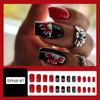 Sexy Black Little Red Daisy French Fake Nails Women Fashion False Nail Square Head Wearable Manicure Full Cover Press on Nails