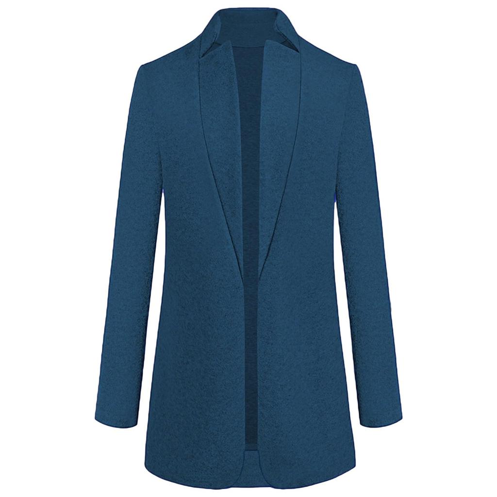 Fashionable Women's Coat Trend Plus Size Tweed Long Suit Jacket Stylish And Elegant Solid Color Coat