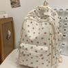 Multi-compartment Bow Pattern School Bag Multi-pocket Rucksack Floral Print Backpack  Travel