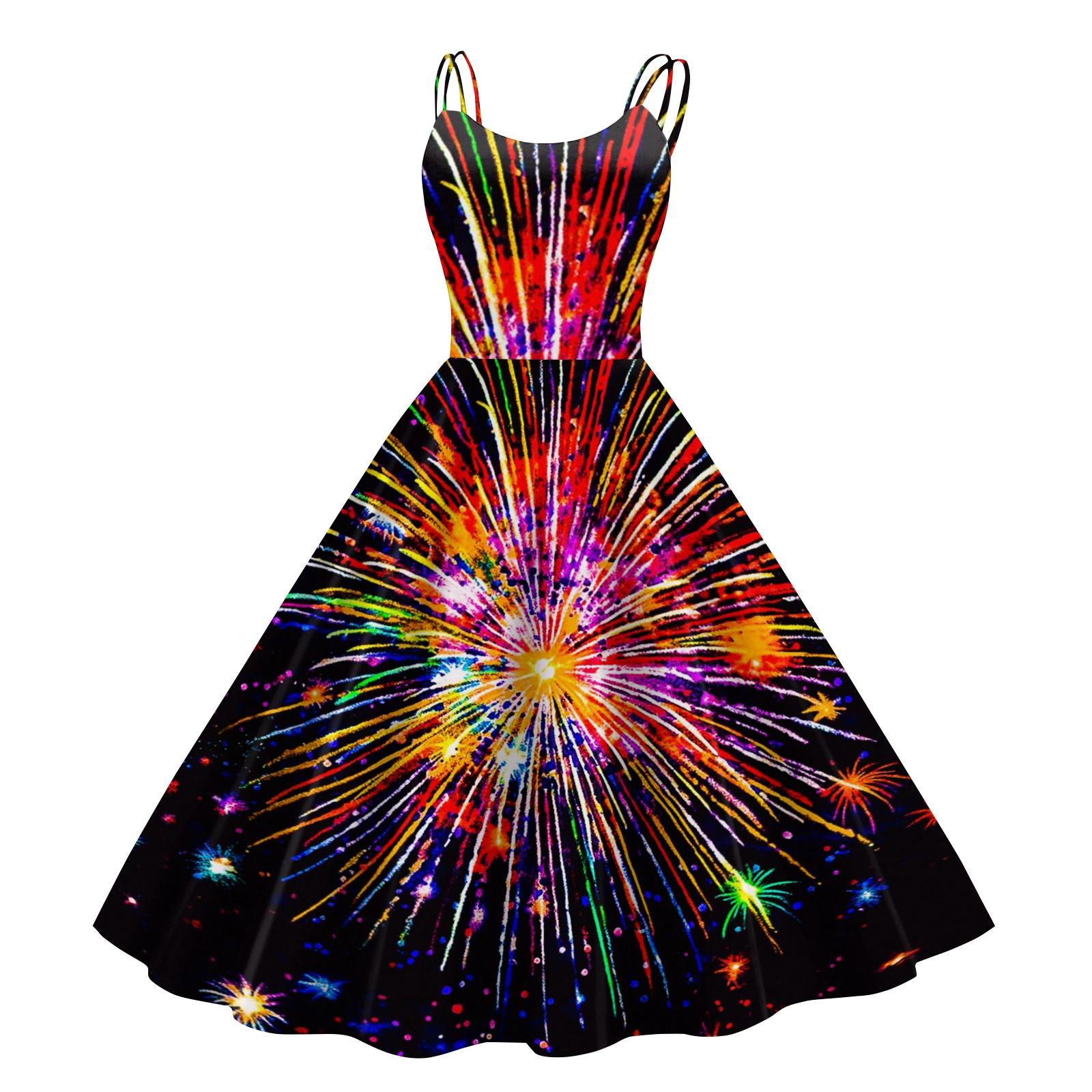 

Женское повседневное модное миди-платье с круглым вырезом и новогодним принтом S