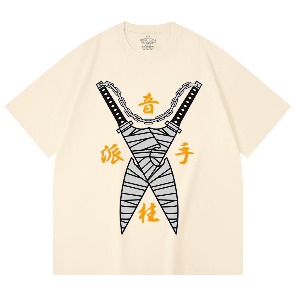 

230 г/м² 100% хлопок Клинок, рассекающий демонов V65 Принт Узуй Унисекс Тяжелая хлопковая футболка XS абрикосовый