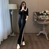 Autumn and Winter Design High-waist Slim Casual Suit Fashionable Temperament Sweatshirt Wide-leg Pants Two-piece Set