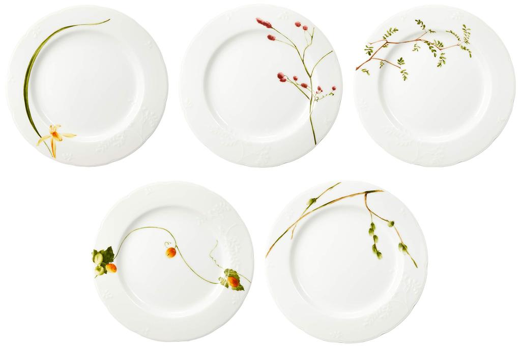 NARUMI Geschirrset Satohana Goyomi Grün Blumenmuster 5 Muster Set Niedlich Serviert 5 Personen 15 Teile Mikrowellengeeignet Hergestellt in Japan Geschenkbox