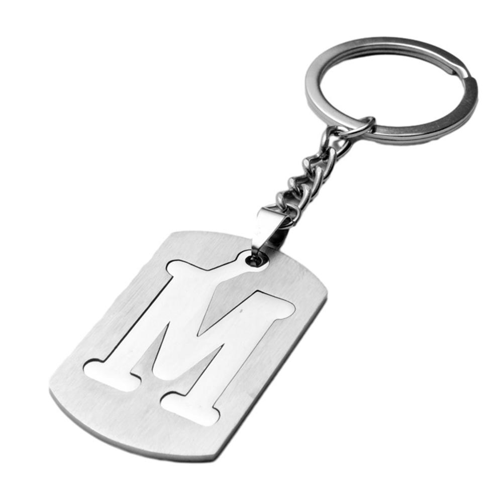 Alphabet Letter Keyring Stainless Steel Keychain Compact Keyring