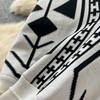 Retro ethnic style printed V-neck knitted dress women's summer slim and thin royal sister celebrity temperament long skirt