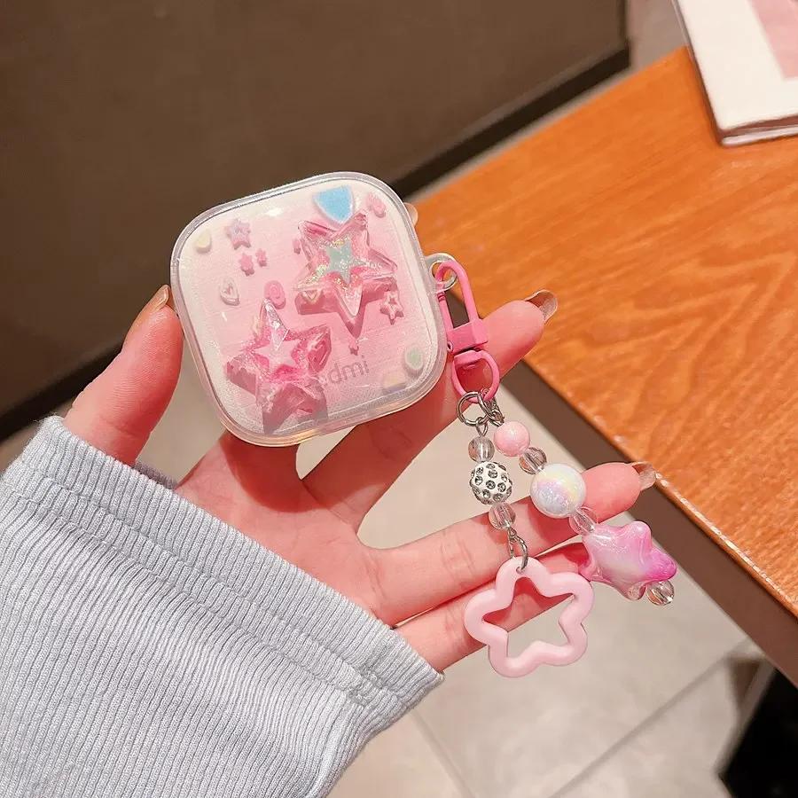 Case for Redmi Buds 6 Active / 6Lite Cover for Xaiomi Air4se Cute Cartoon Flower Silicone Transparent Earphone Cover