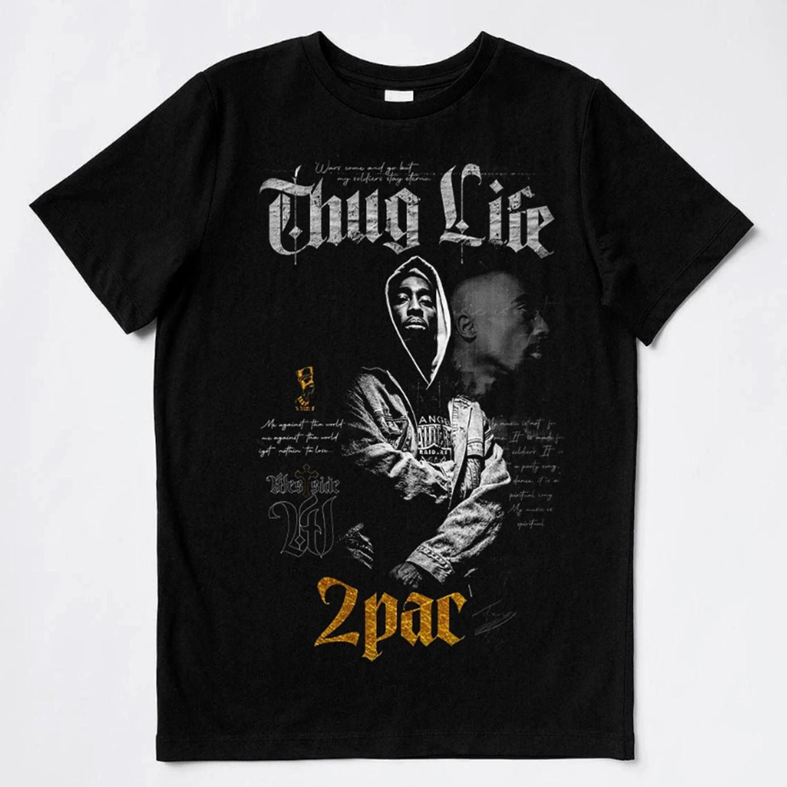 Vintage TUPAC SHAKUR 2Pac Thug Life Rap Hip Hop Men s Black T Shirt XXL