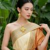 Zinc Zinc Alloy Gold Plated Jewelry Set Thai Women Jewelry Suit Sweet Necklace Earrings Set  Wedding