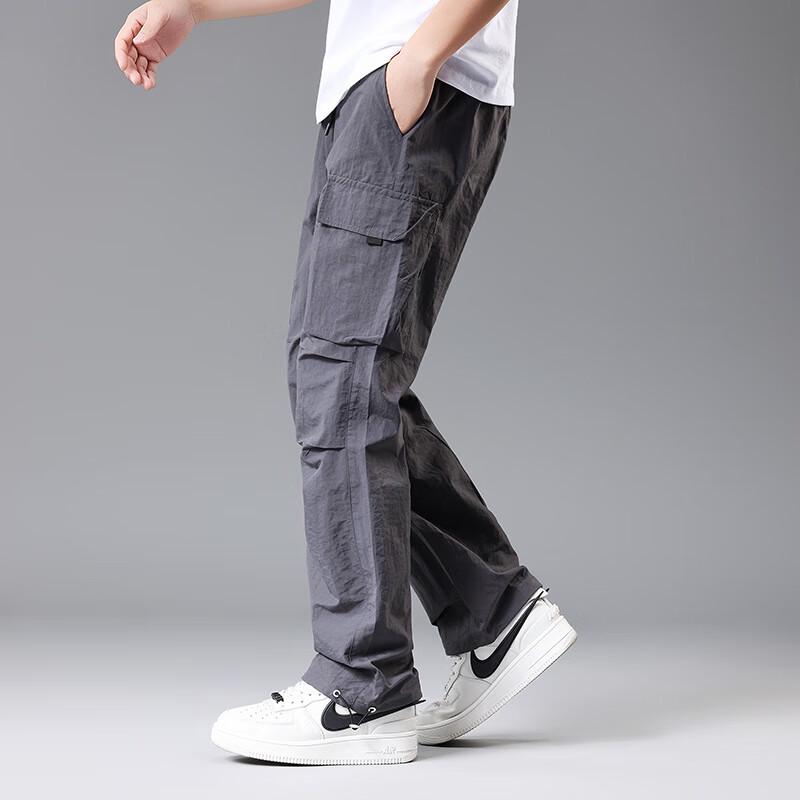 Dibinze Men's American Retro Plus Size Straight Leg Cargo Pants