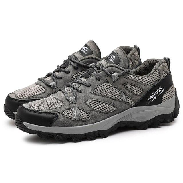 

Tehezao Новые продажи сетчатых дышащих походных кроссовок для мужчин, нескользящая спортивная обувь для активного отдыха, мужская легкая обувь для охоты и ходьбы 44 серый