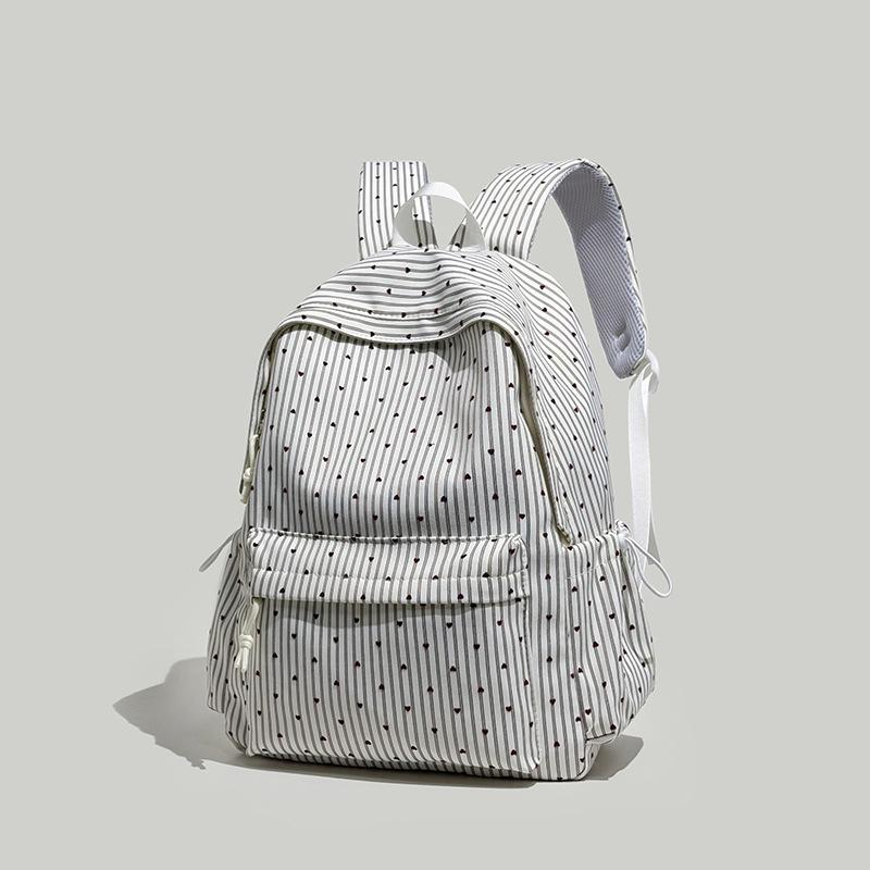 Schoolbag1011 New Striped Love Polka Dots Large Capacity Simple Girls Student School Bag Lightweight Travel Backpack