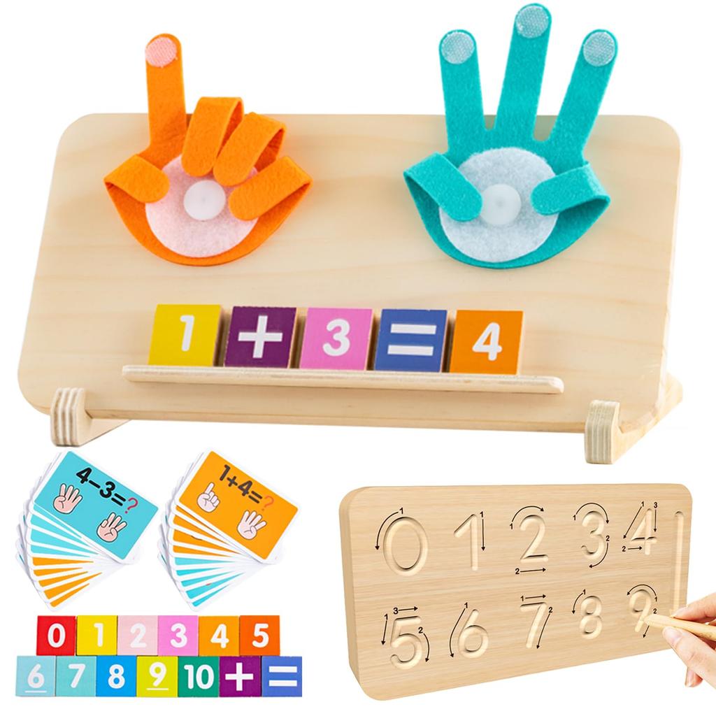 Toys Educational Montessori for Toddlers Double-Sided Preschool Learning Math Manipulatives Number Finger Counting Block for Kid