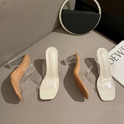Transparent High Heels, Female Sandals, Fairy Wind 2025 New Cool Slippers, Summer Wear European and American Slippers Ins