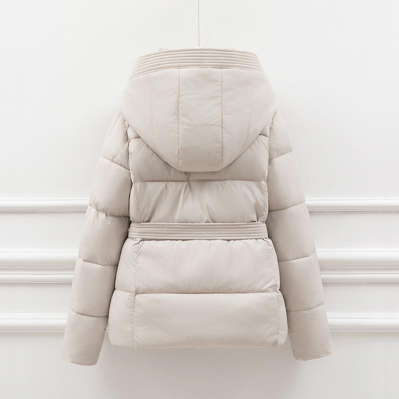 Slimming Ort Down Cotton Jaet Women's Thiened Winter Coat with Hood Dstring Waist Sli Outerwear for Ladies