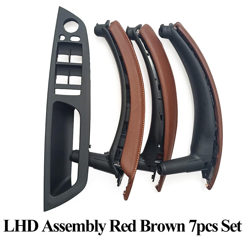 LHD RHD Car Interior Armrest Door Handle Inner Panel Pull Trim Leather Outer Cover Set For BMW X5 X6 E70 E71 E72 2007-2013