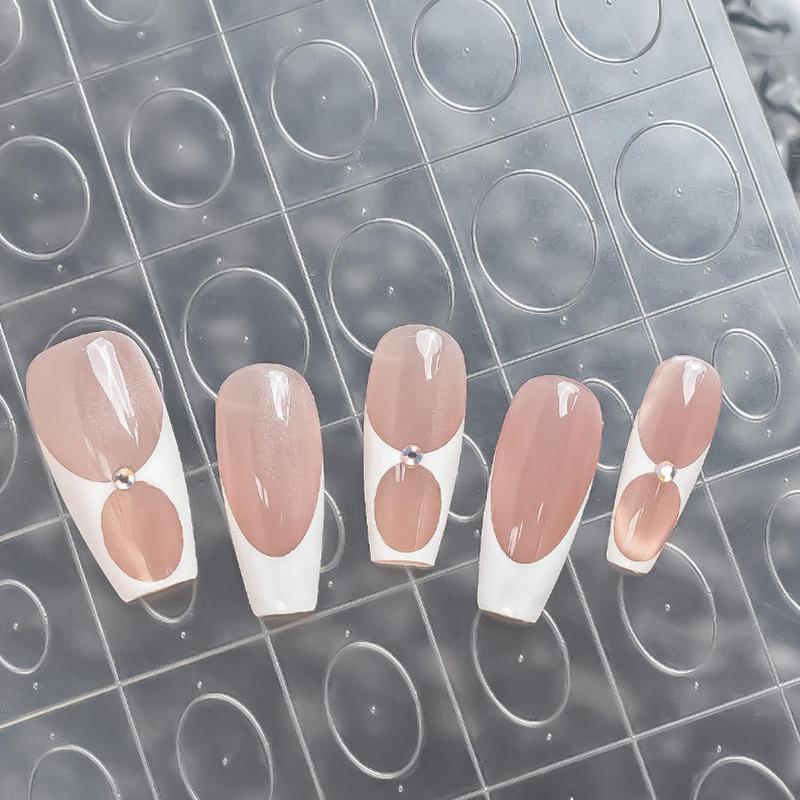 Fully Transparent Hollow French Nail Stickers Spray Painting Stencil French Edges Templates Patting Glue Adhesive Auxiliary Tool