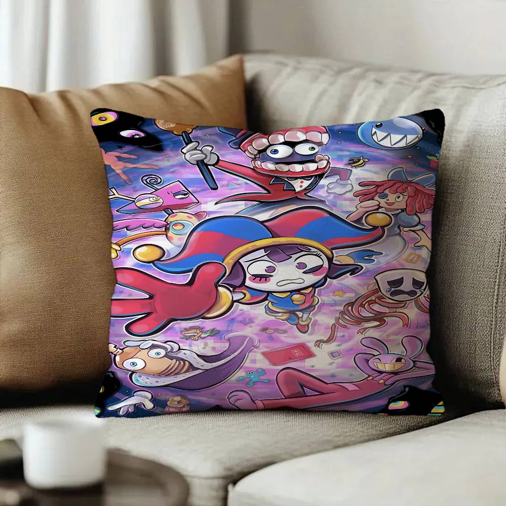 Cartoon The Amazing Digital CCircus Pillow Covers Cartoon Sofa Decorative Home Doublesided Printing Short Plush Cushion Cover