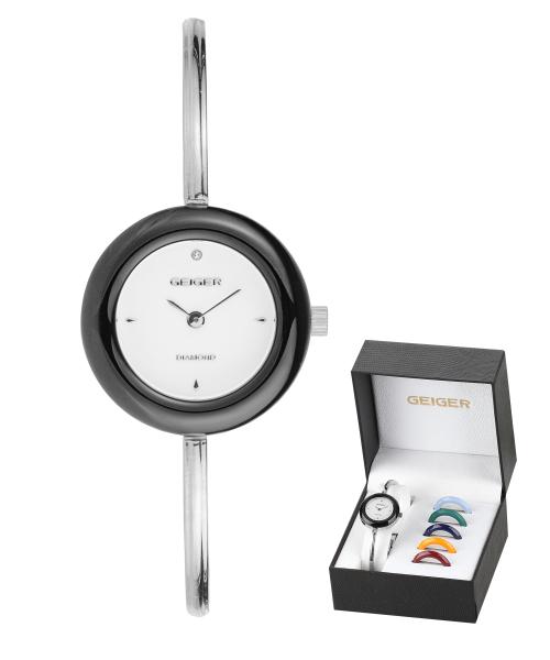 [GEIGER] GEIGER Women s Diamond Changeable Watch with 5 Bezels GE1258WT GE1258WT
