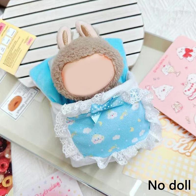 Lůžkoviny 3dílná sada Polštář+Polštář+Přikrývka Pro 17cm Vinylovou Panenku Labubu Spací Pytel Bez Panenek Doplňky pro Panenky