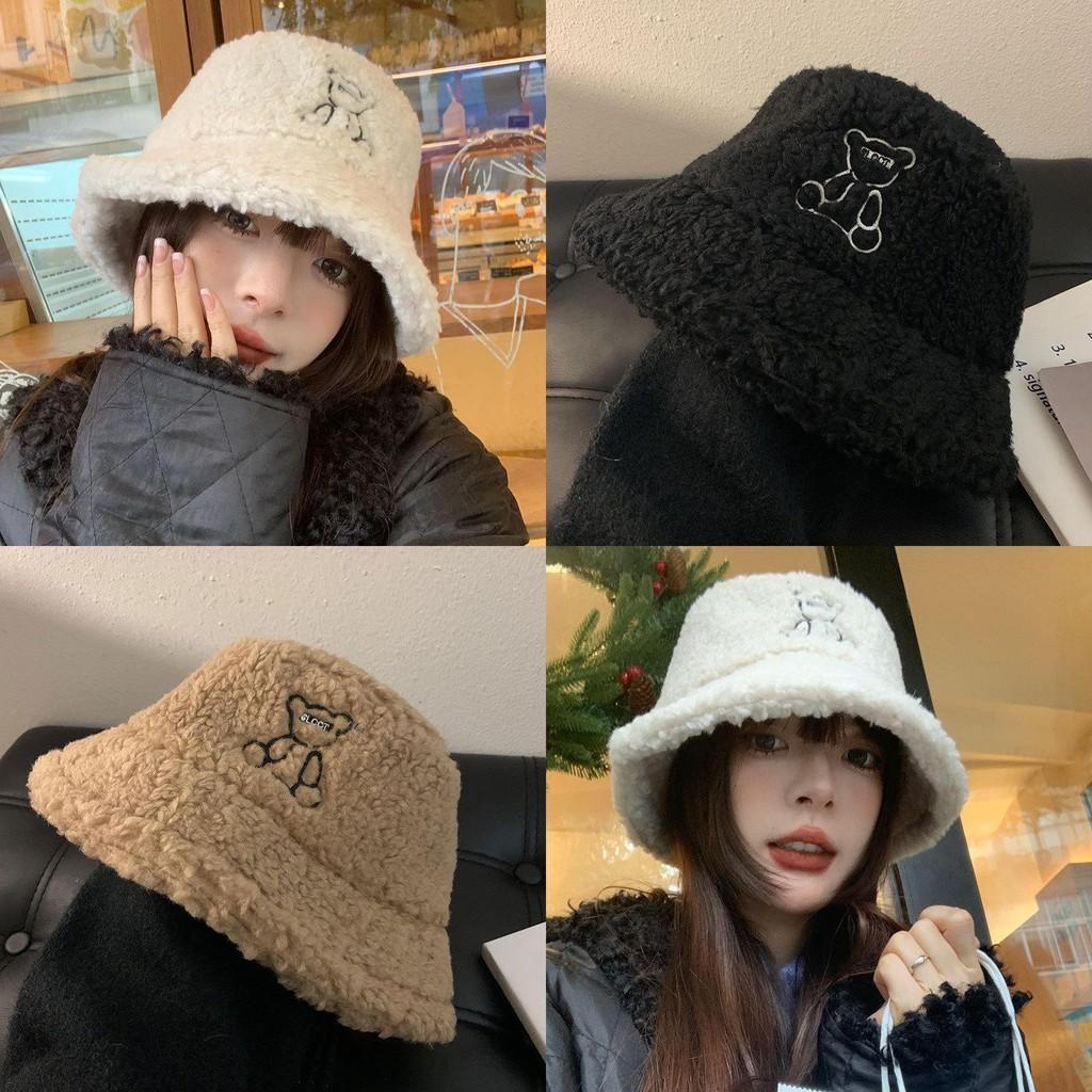 Hat Elegant Bear For Women Winter Lamb Wool Insulated Cap Fisherman