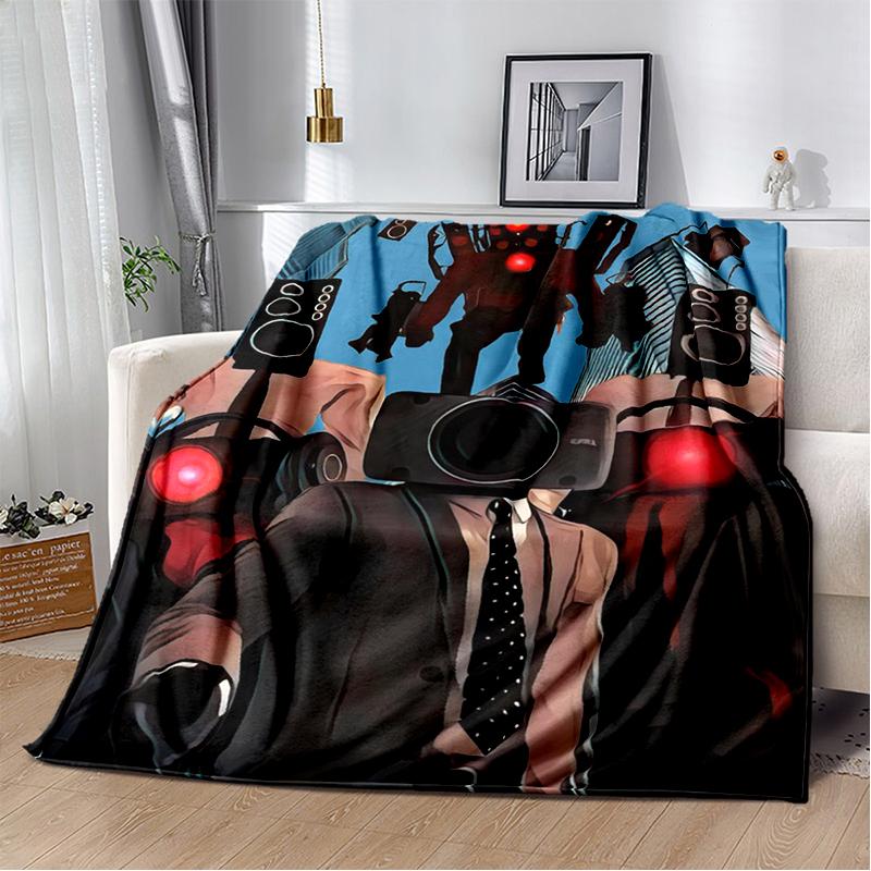 3D Skibidi Toilet Speakerman Cameraman TVman Flannel Blanket,Soft Throw Blanket for Home Bedroom Bed Sofa Travel Cover Kid Gift