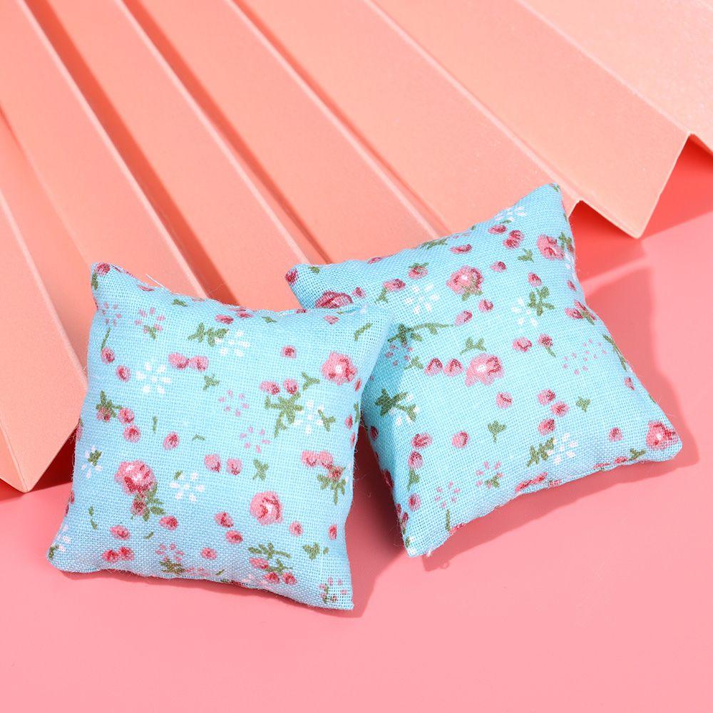 Couch Sofa Toys Furniture Mini Dollhouse Pillows Doll Accessories Floral Printed Miniature Cushions