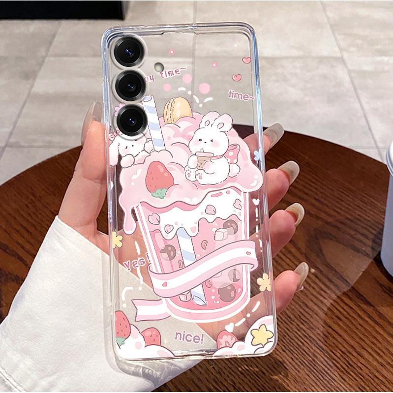 For Samsung S25 FE Case Cover Luxury Cute Rabbit Clear Soft TPU Coque Bumper For Samsung Galaxy S25FE S24 FE S25 FE Protect Case