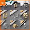 925 Sterling Silver Open Ring For Women INS Niche Irregular Wave Sand Surface Wide Noodle Original Party Birthday Gift