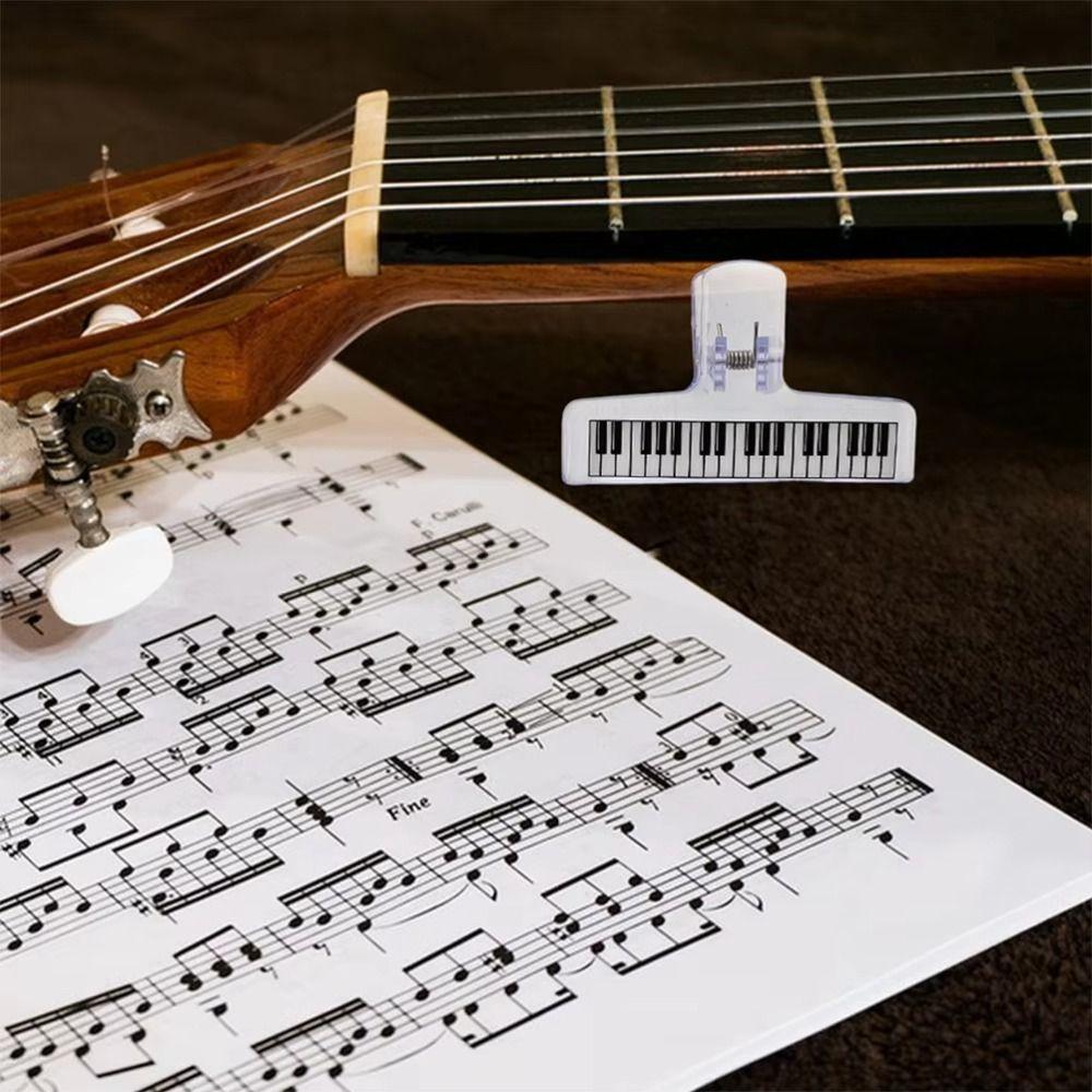 5Pcs Piano Pattern Sheet Music Clip Transparent Acrylic Piano Score Fixed Binder Clamp  Office Use