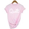 Queen Couples Women T Shirt Crown Printing Couple Clothes Summer Clothing Casual Round Neck Tops
