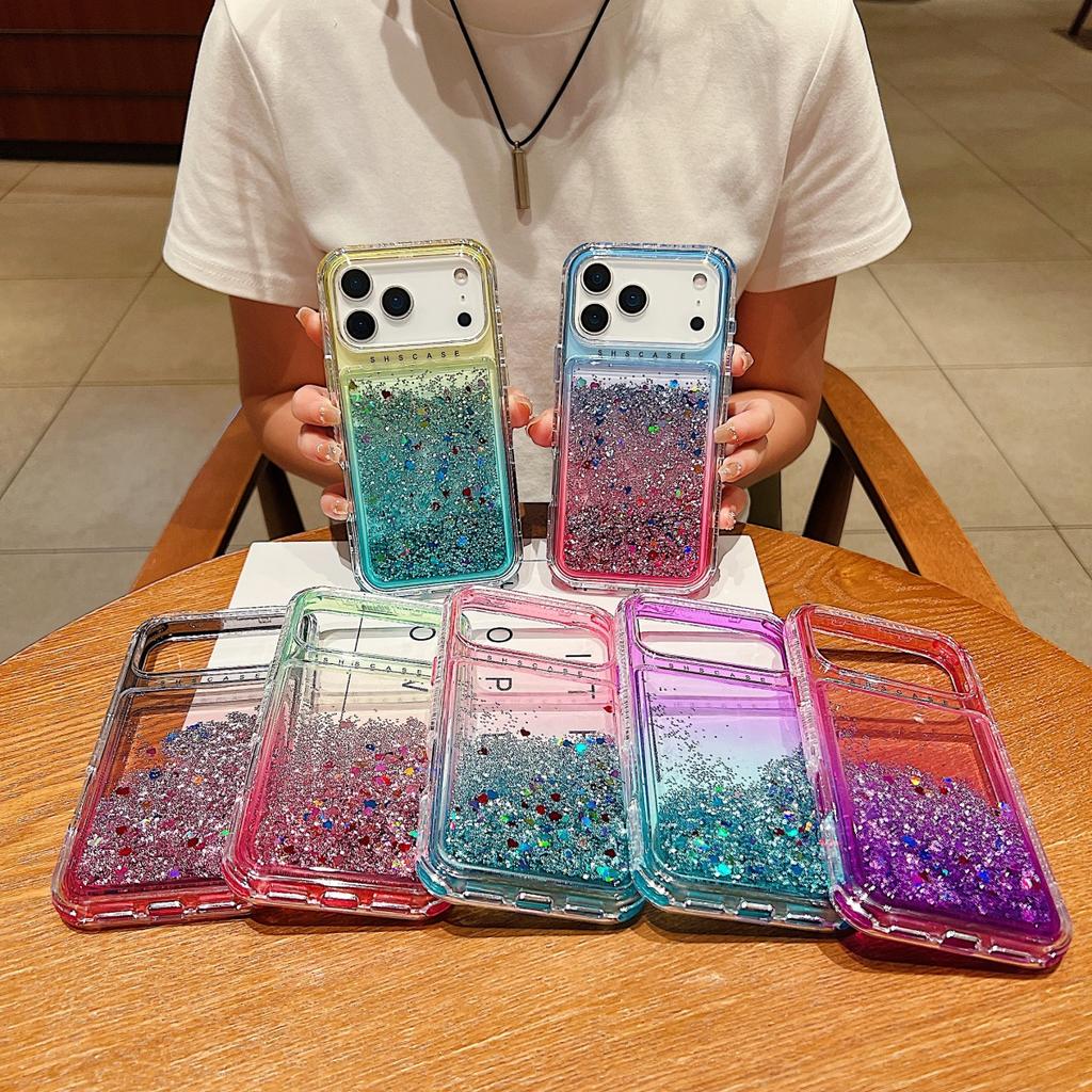 Glitter Quicksand Sand Gradient Laser Sequin Case For iPhone 17 Air 16 15 14 13 12 11 Pro X R S Max 7 8 Plus SE Cute Clear Cover