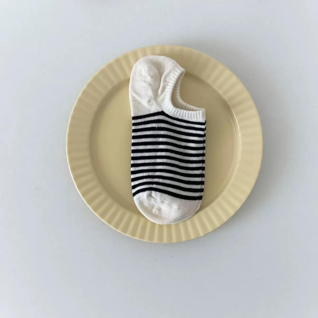 Striped Boat Socks Women'S Summer Thin Trendy Cotton Socks Polka Dot Non-Slip Invisible Short Socks Summer Versatile