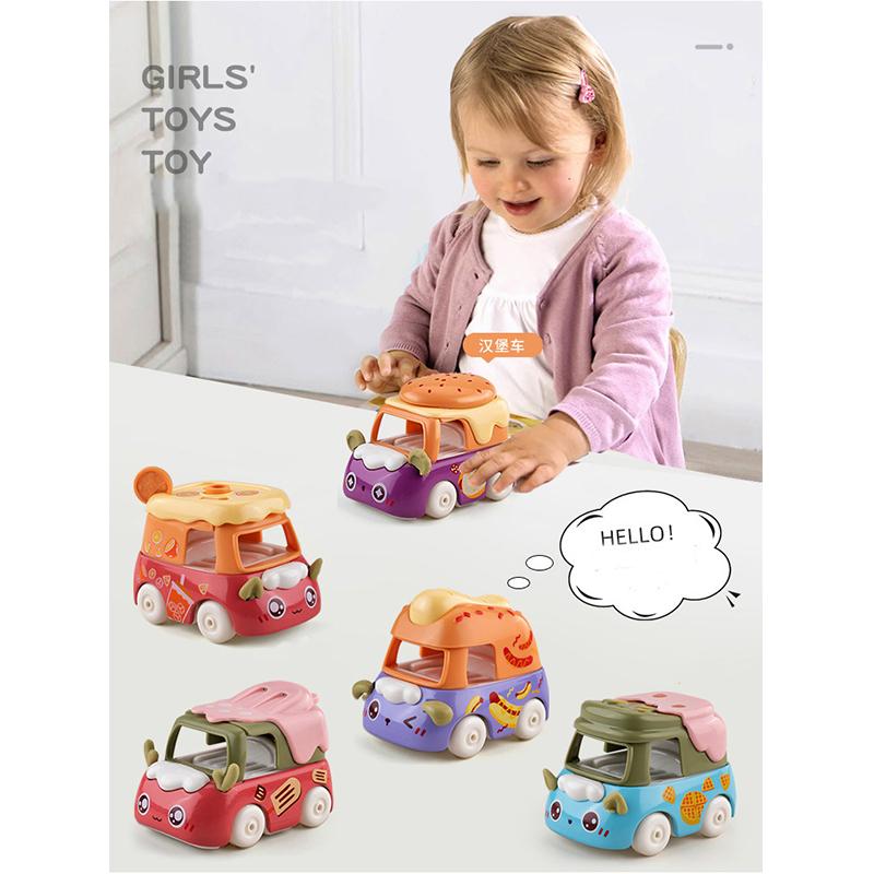 4pcs Fast Food Alloy Cars Dessert Cartoon Food Metal Cars, Children's Toy Decoration, Halloween and Christmas Gift for Boys and Girls