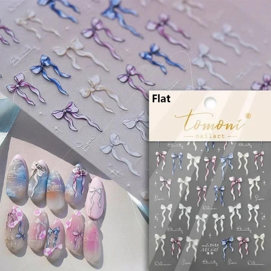 5D Cute Rabbit Love Peach Blossom Flower Yellow Nail Art Stickers Bowknot DIY Self Adhesive Rhinestone Manicure Decals