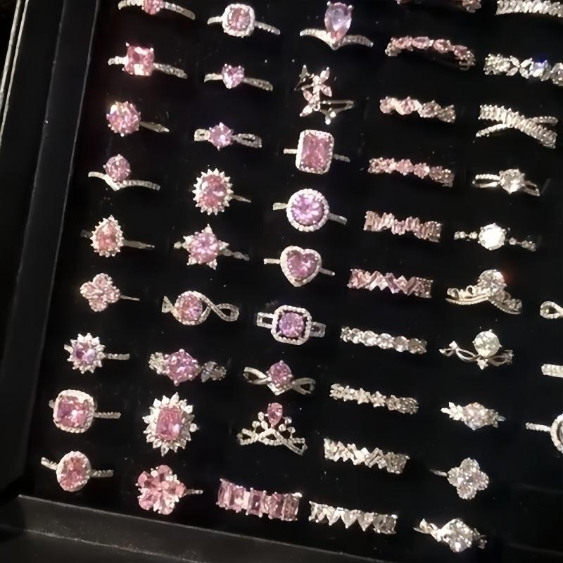Over 120 Styles Korean style zircon diamond ring women's 925 sterling silver spring and summer niche light luxury high-end index finger ring open ring