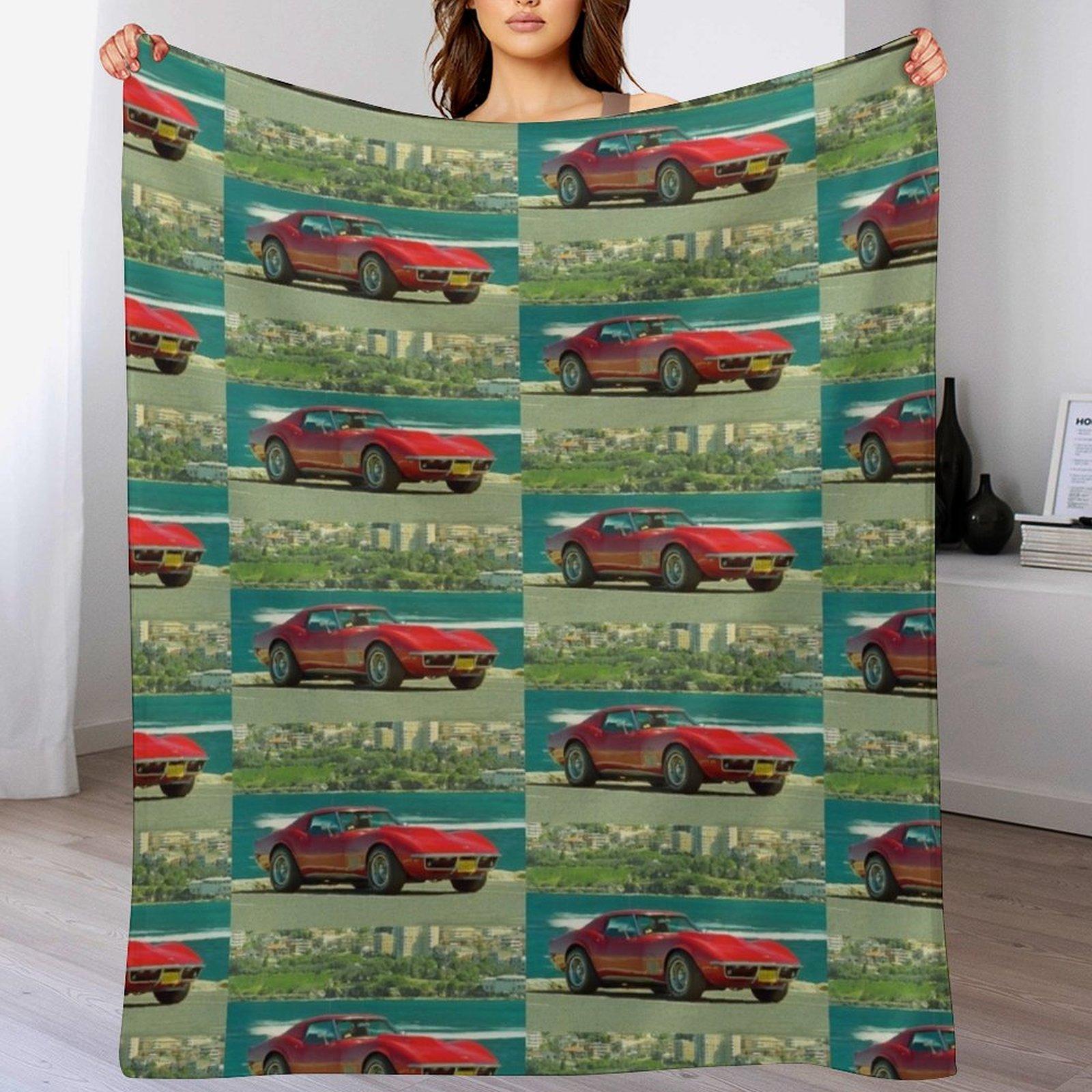 Corvette by the Ocean Throw Blanket Cozy Napping Blanket Gift for Mom Dad 102x76cm(40x30in)
