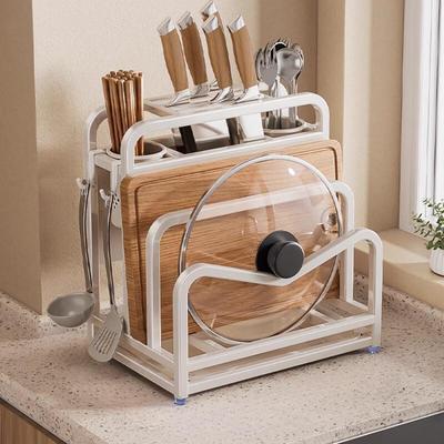 Stainless Steel Kitchen Knife Rack with Storage