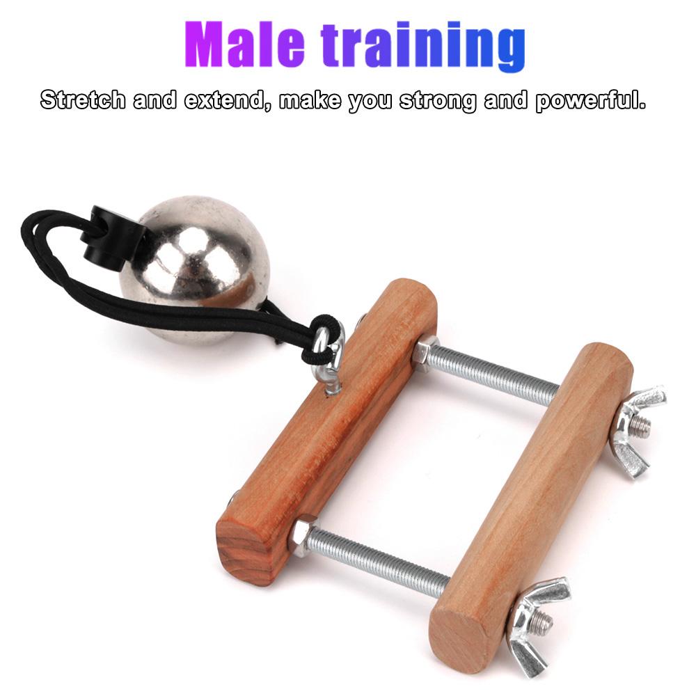 Stretcher Metal Ball Male Sex Toys Scrotum Pendant Ball Wooden Penis Rings Clamp Male Penis Training Testicle Crusher