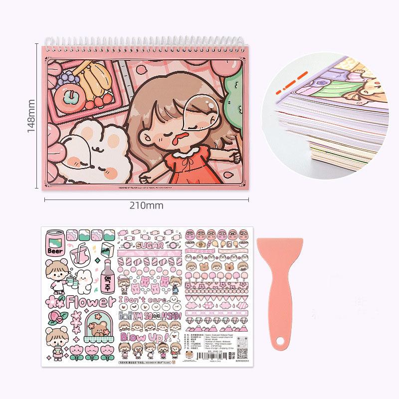 

Милая бумажная наклейка формата А5, сборная книга с наклейкой, скребок, наклейка для сбора альбомов, направляющая для коллекционирования A5 розовый